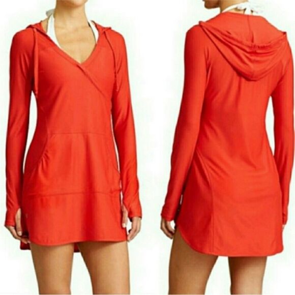 Athleta Wick It Wader Hooded Coverup Coral Size XXS - Picture 3 of 14